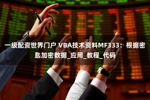 一级配资世界门户 VBA技术资料MF333：根据密匙加密数据_应用_教程_代码